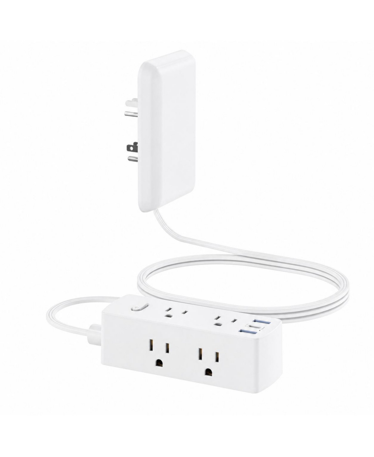 Lofree Flat-Plug Multi-Outlet Usb Charger Extension Cord - White