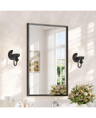 Bathroom Mirror for Over Sink with Anti-Rust Frame, Aluminum Beveled Frame and Tempered Glass Wall Mirror for Restroom, Farmhouse
