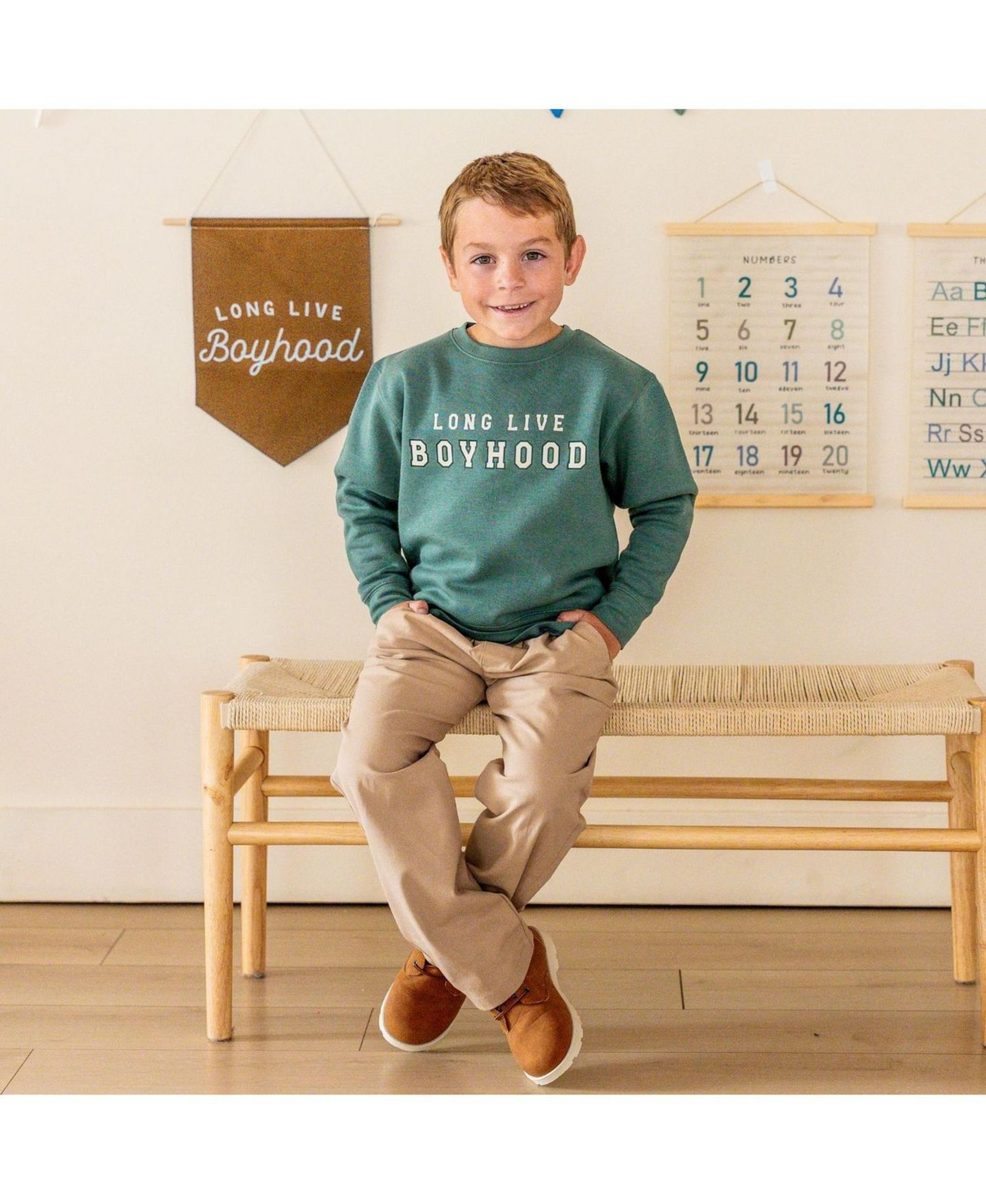 Толстовки Sweet Wink Long Live Boyhood Sweatshirt для мальчиков, цвет: Тёмно-зелёный — фото 4