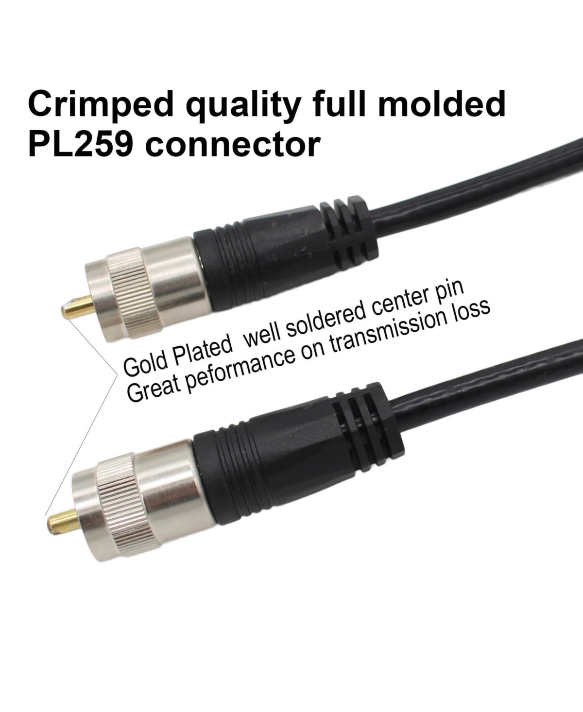 Lofree RG8X 50 Ohm Uhf PL259 Connectors Coaxial Cable