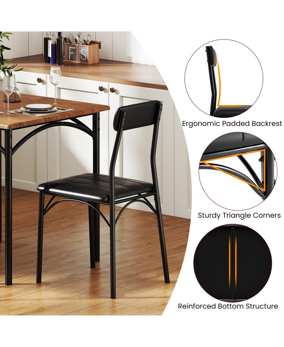 Mecale 3-Piece Square Dining Set with 2 Upholstered Chairs