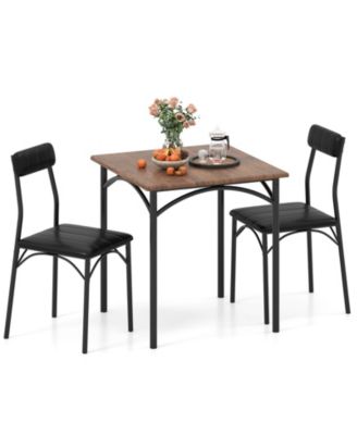 3-Piece Square Dining Set with 2 Upholstered Chairs