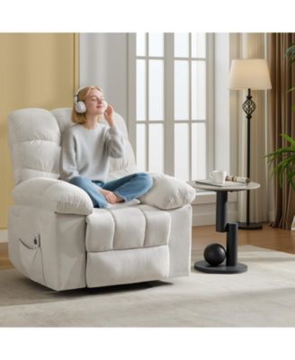 360degree(s) Swivel Recliner Chair for Living Room and Nursery - Upholstered Fabric, Q235 Steel Frame, Manual Recliner,300 lbs Capacity