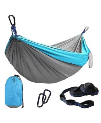 Portable Camping Hammock With Tree Straps Lightweight Parachute Nylon For Outdoor Travel Hiking Beach 400lbs Capacity