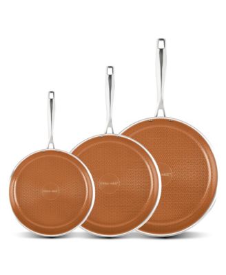 CERAMAX 3-Piece Tri-Ply Micro Textured Ceramic Etched Design Nonstick Skillet Set