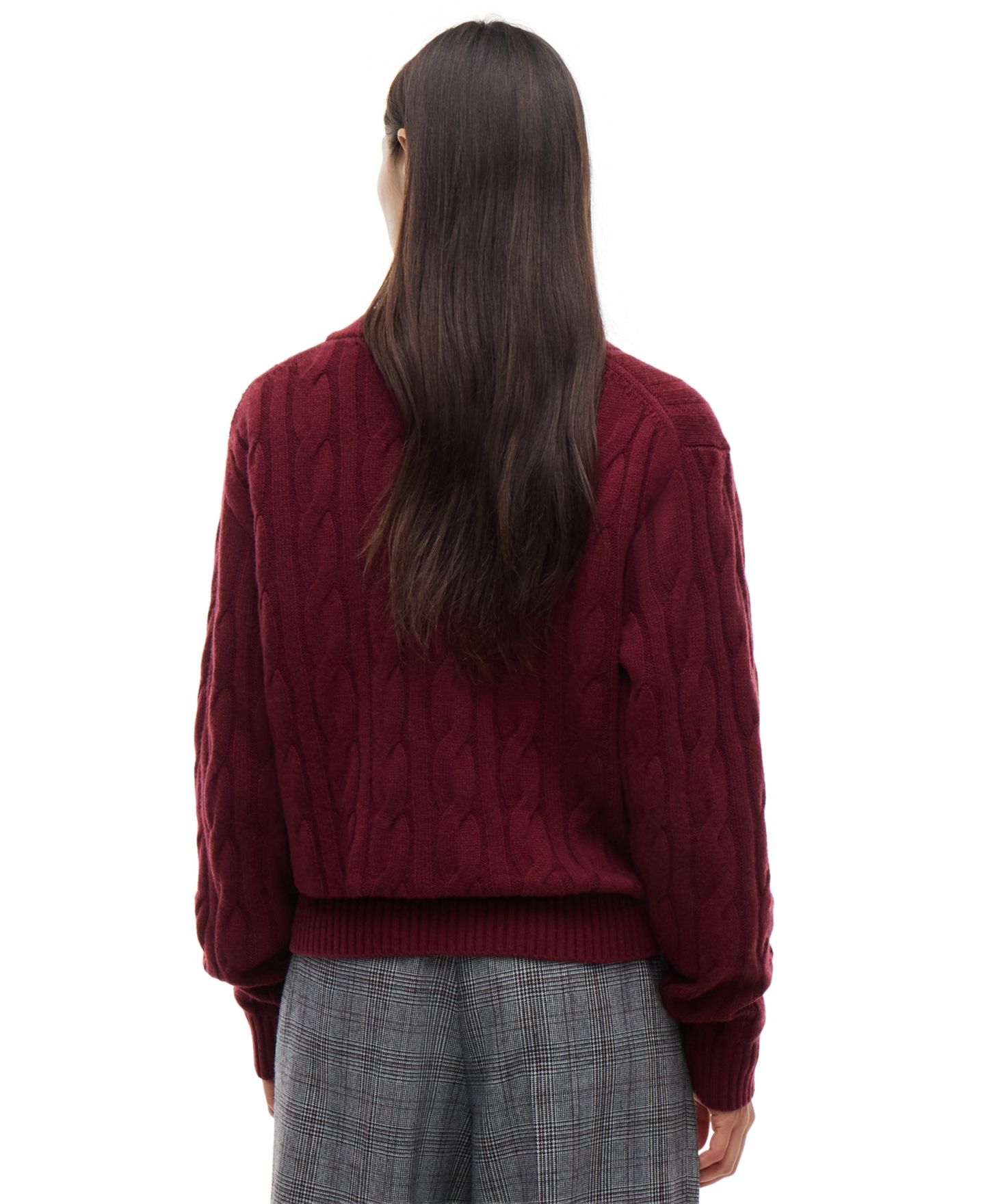 Женский свитер Tommy Hilfiger American Icons 100% Wool Cable-Knit Crewneck, цвет: Бордовый — фото 5