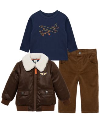 Baby Boys' Aviator Jacket, Long-Sleeve T-Shirt and Pants, 3-Piece Set