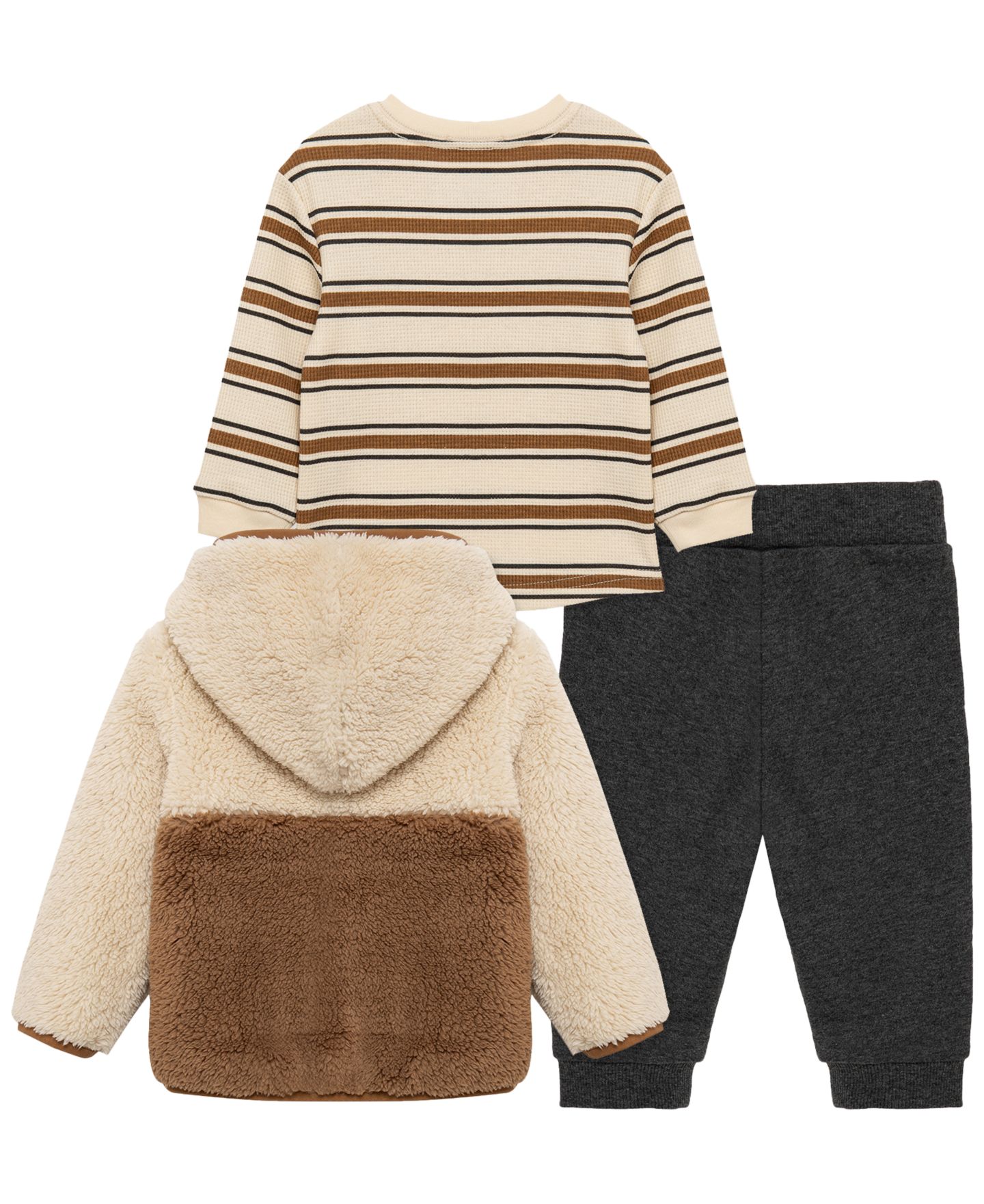 Комплект Little Me Bear Sherpa Crewneck T-Shirt, Jacket and Pants, 3-Piece Set для мальчиков-малышей, цвет: Рыжевато-коричневый — фото 2