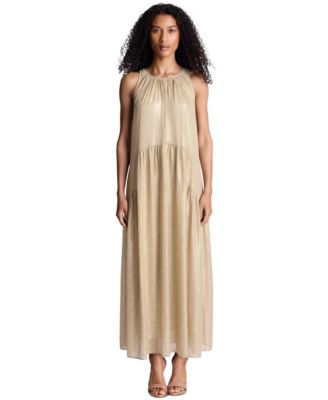 Women's Halter Tiered Metallic-Foil Maxi Dress
