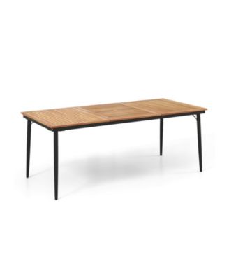 79-Inch Slatted Acacia Wood Patio Dining Table for 8