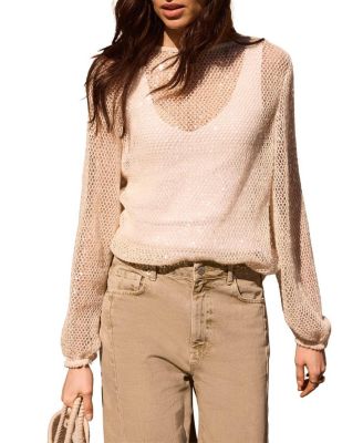 Women's Sequin Layered Balloon-Sleeve Top