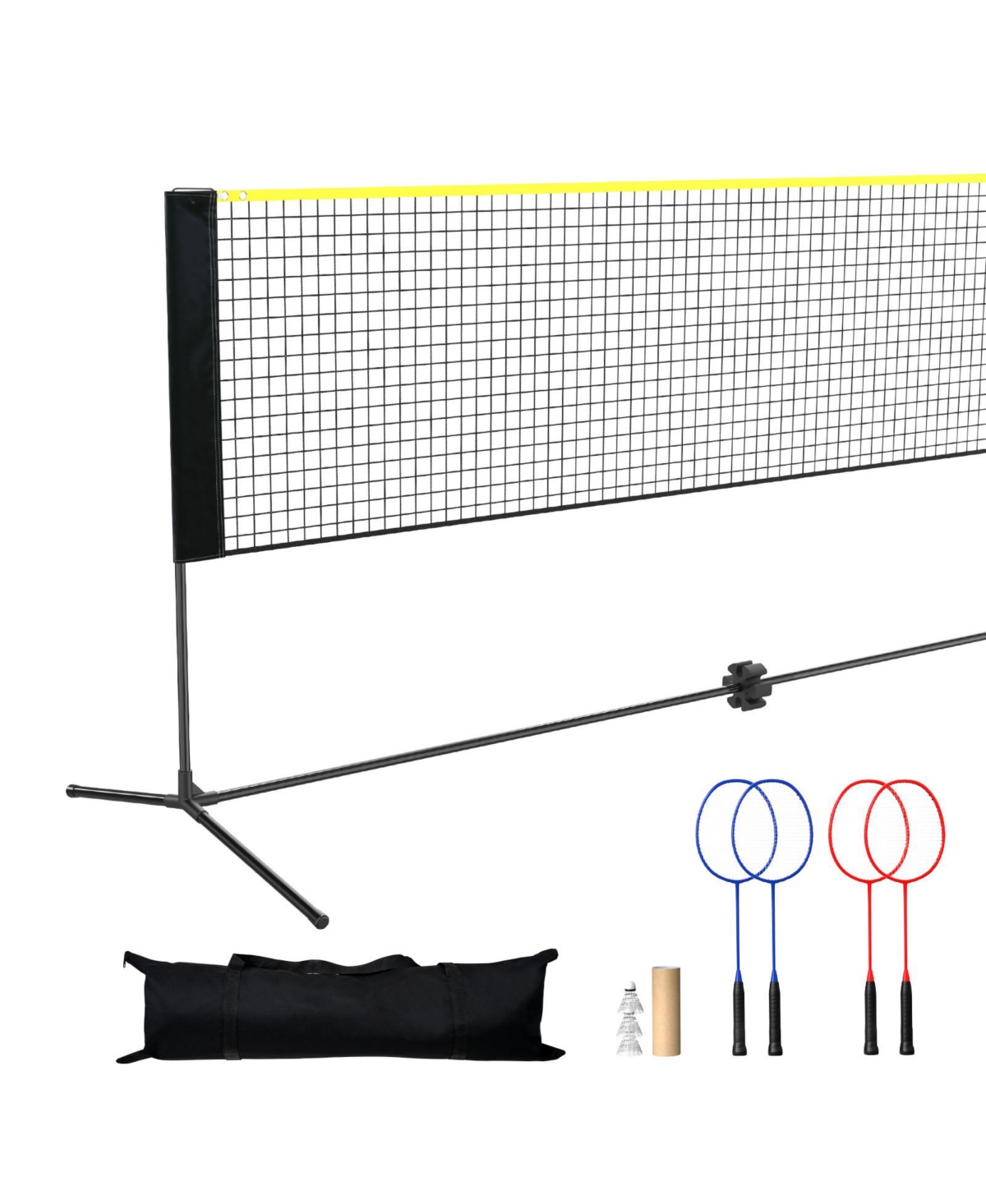 Hongge 20 ft Adjustable Multi-Sport Net Set for Badminton Pickleball and Tennis with Rackets and Shuttlecocks