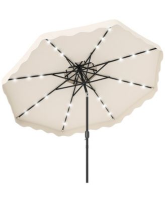 9 Ft Solar LED Patio Umbrella with Push-Button Tilt and Crank