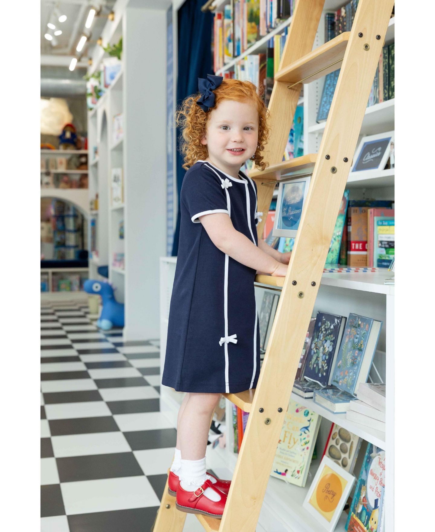 Платье Florence Eiseman Knit Dress with Bows для девочек, цвет: Тёмно-синий — фото 5