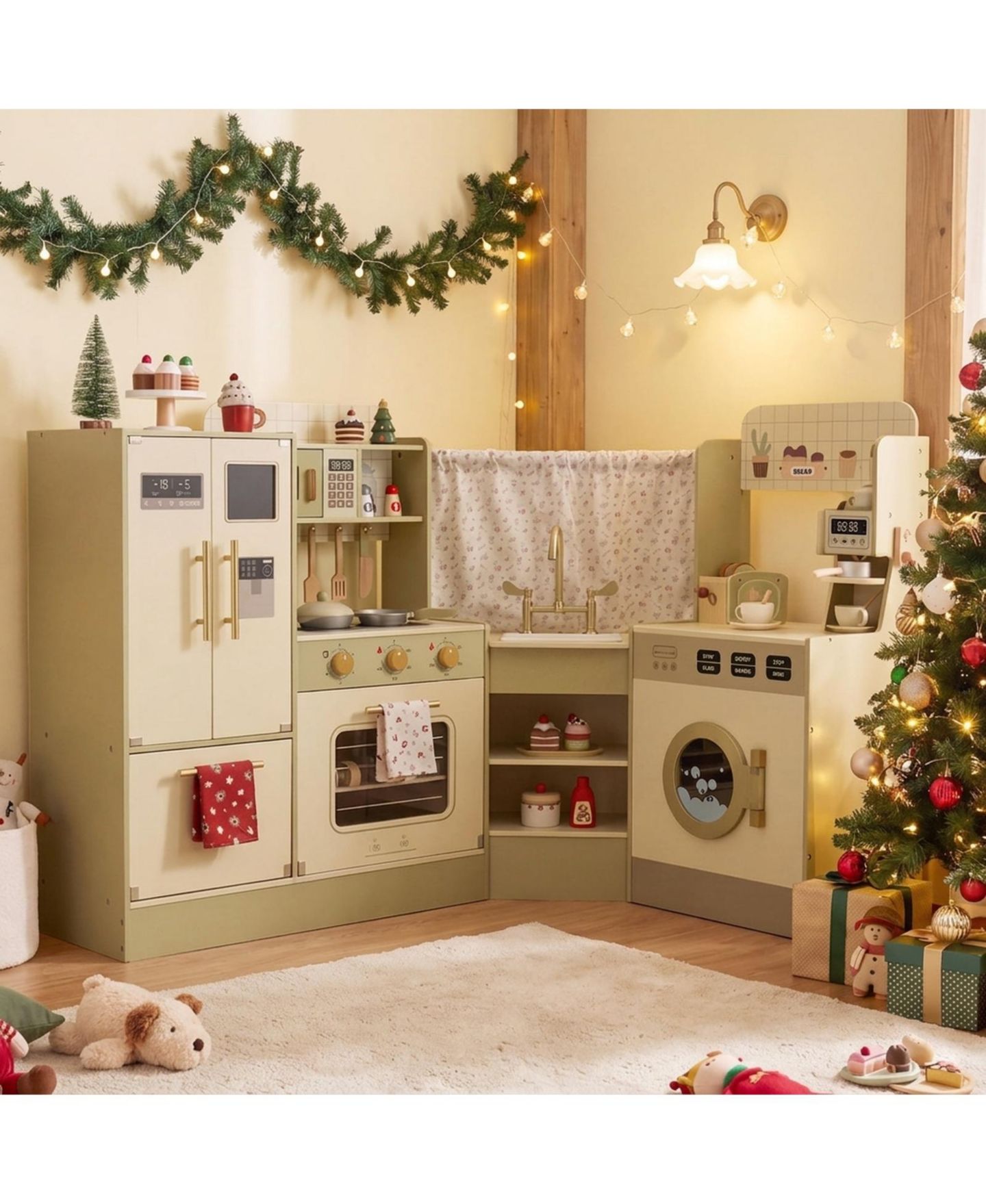 Детские игрушки SUGIFT Corner-Fit Wooden 21-Piece Play Kitchen, Ages 3+, цвет: Зелёный — фото 11