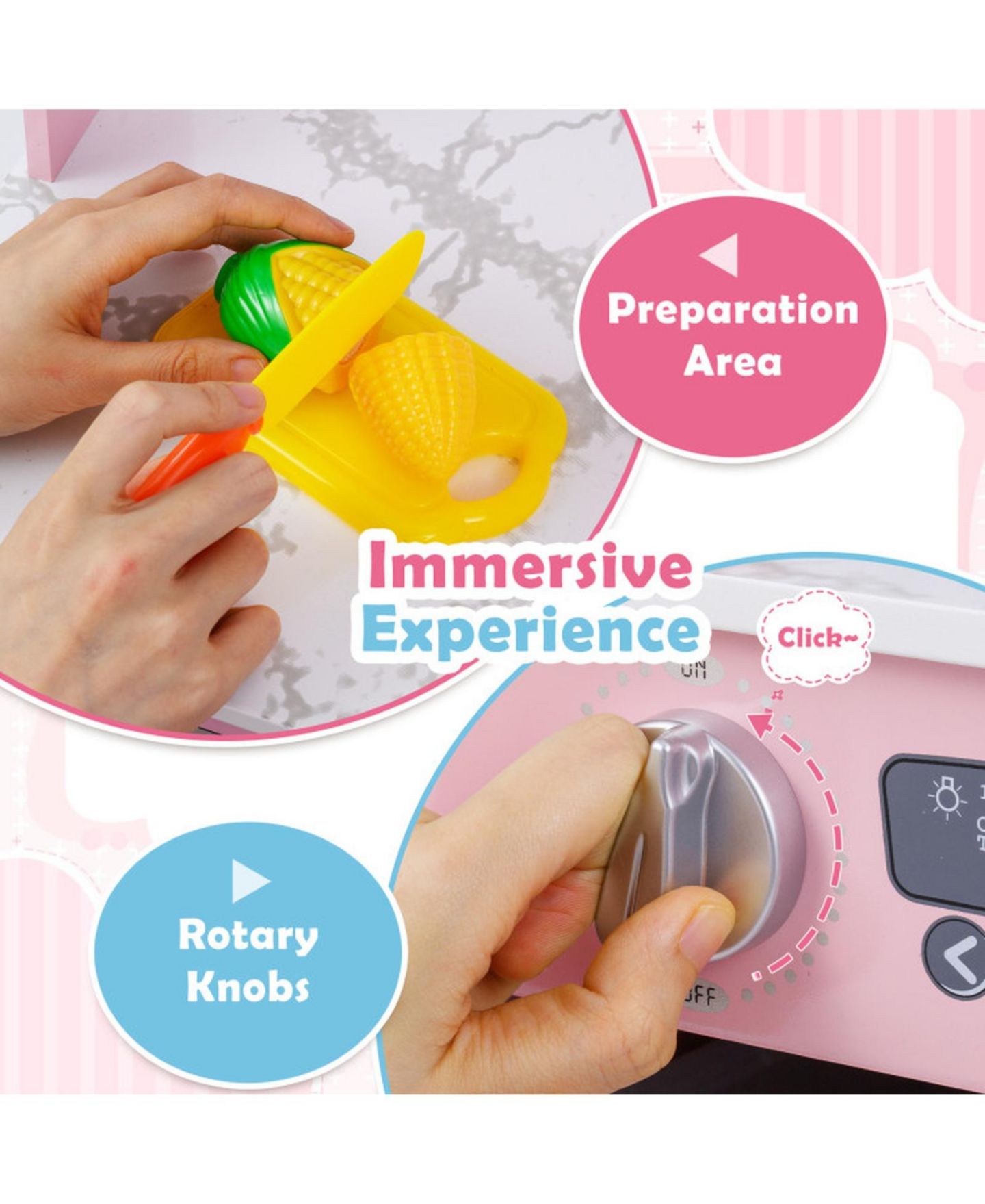 Детская игрушка SUGIFT Interactive Play Kitchen with Circulating Water Sink and Lights and Sounds, Ages 3+, цвет: Розовый — фото 5