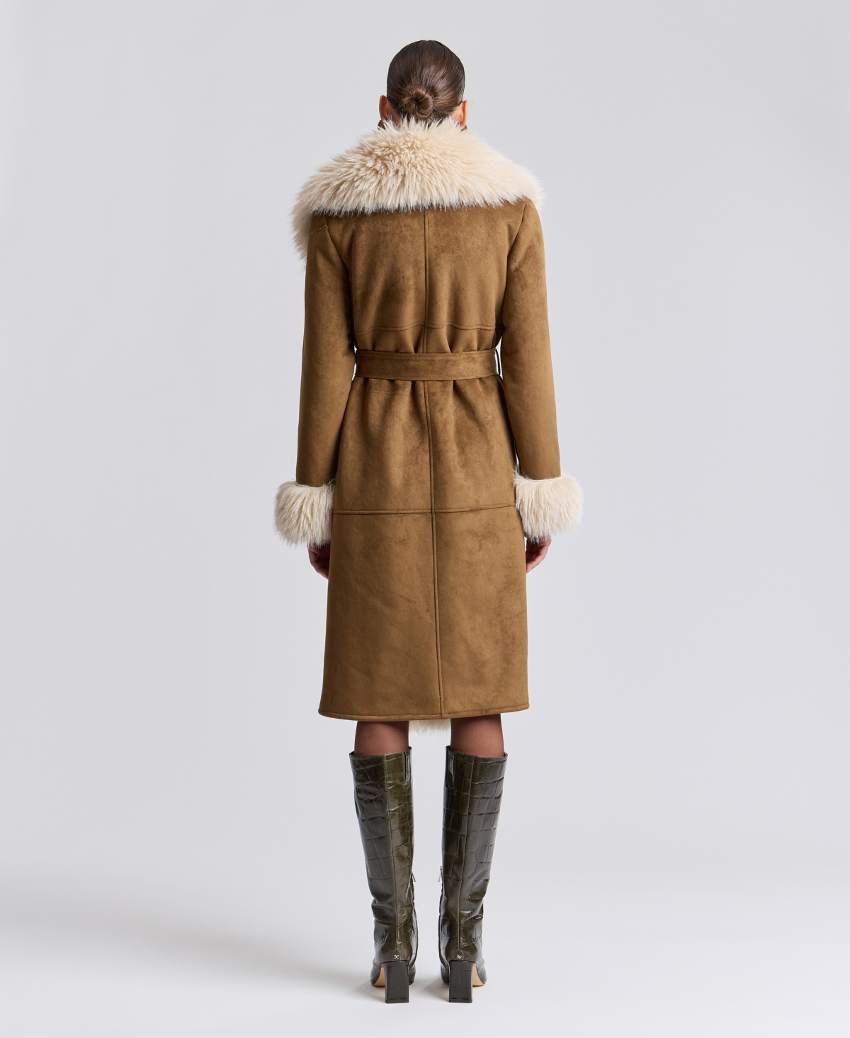 Avec Les Filles Women's Faux-Fur-Shawl-Collar Faux-Shearling Coat