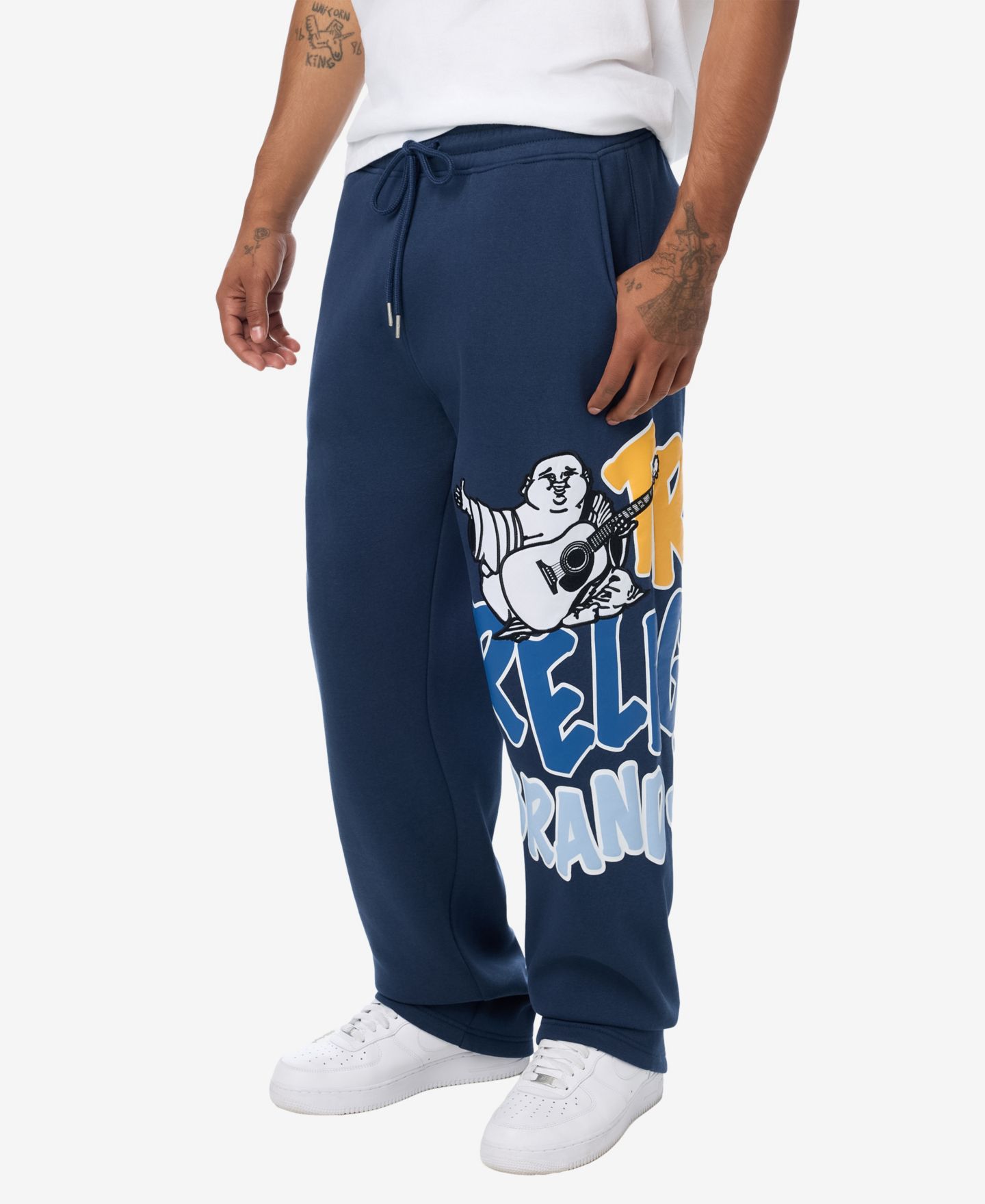 Мужские брюки True Religion Buddha Logo Sweatpants, цвет: Синий — фото 2