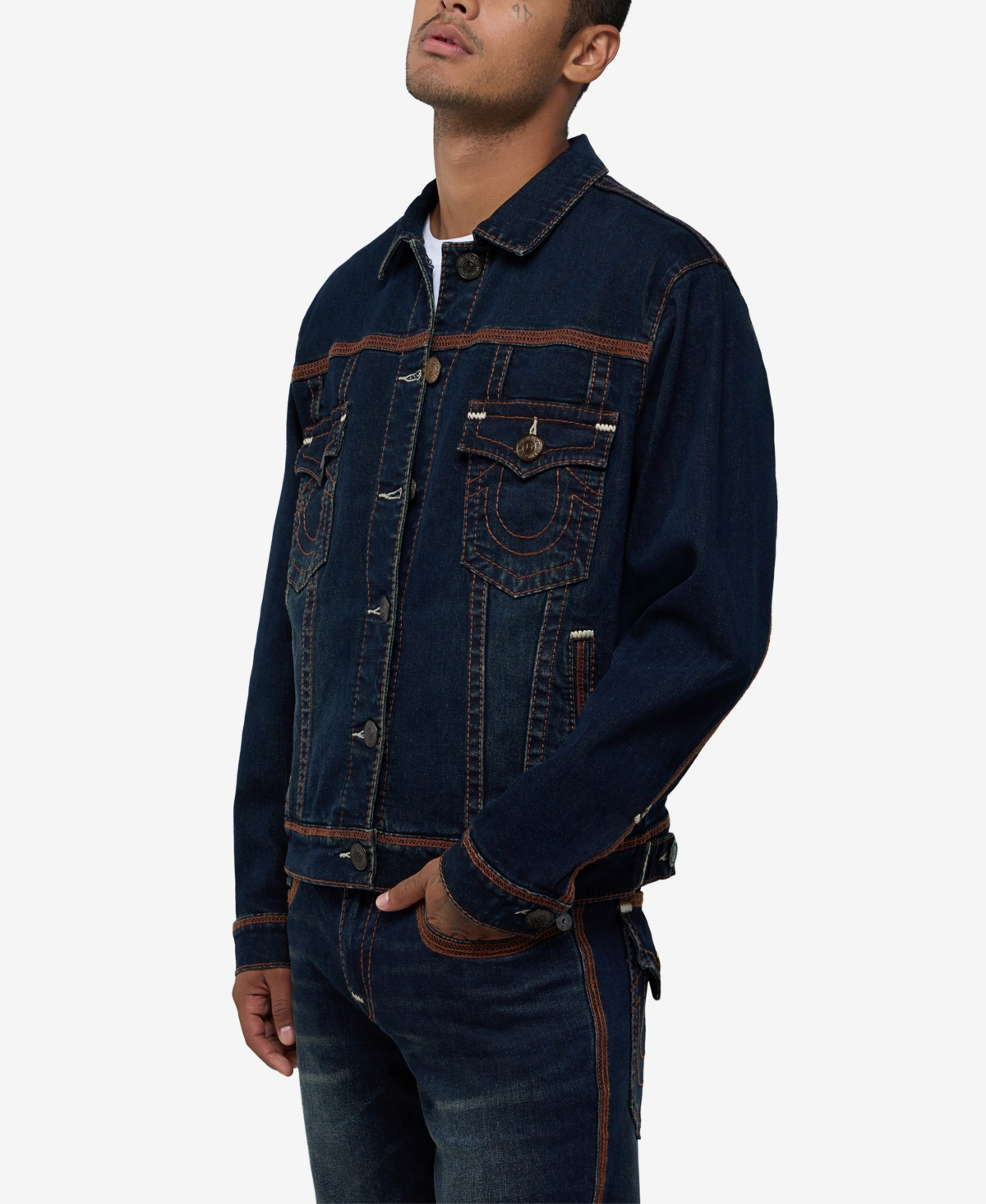 True Religion Men's Super Flatlock Trucker Jacket