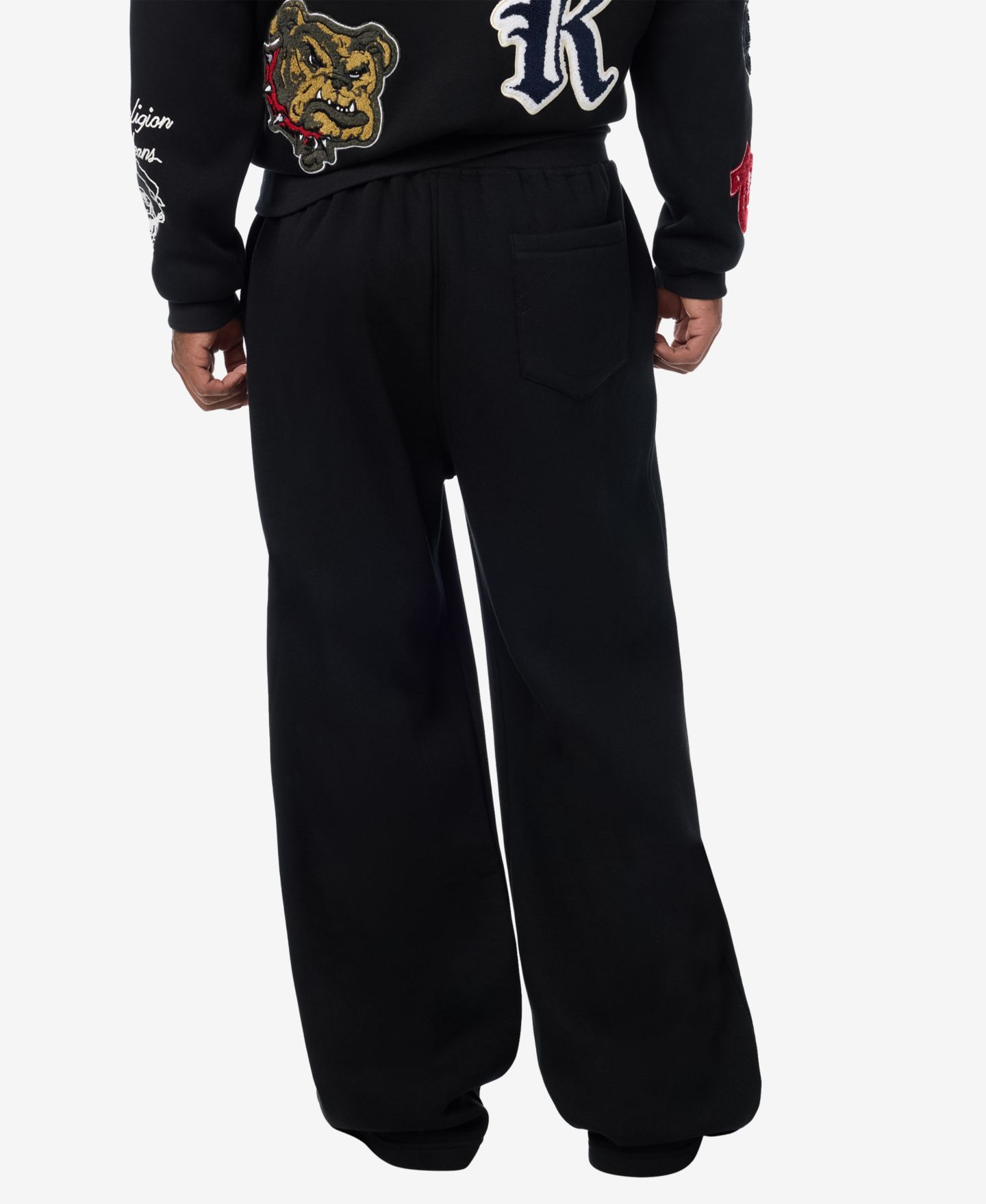 Мужские брюки True Religion Logo Patch Baggy Sweatpants, цвет: Угольно-чёрный — фото 3