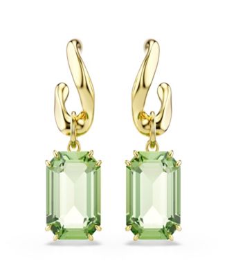 Gold-Tone Plated Green Crystal Earrings