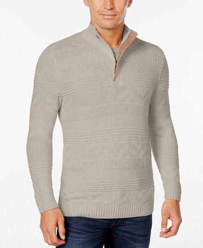 Tasso Elba Men's Quarter Zip Cotton Sweater, Only at Macy's