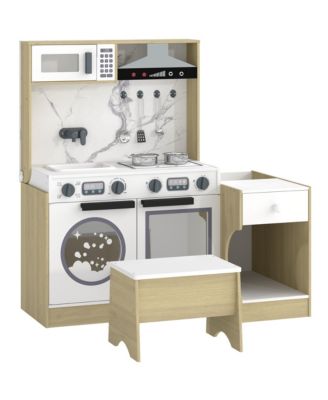 2-in-1 Convertible Wooden Play Kitchen and Chair Set, Ages 3+