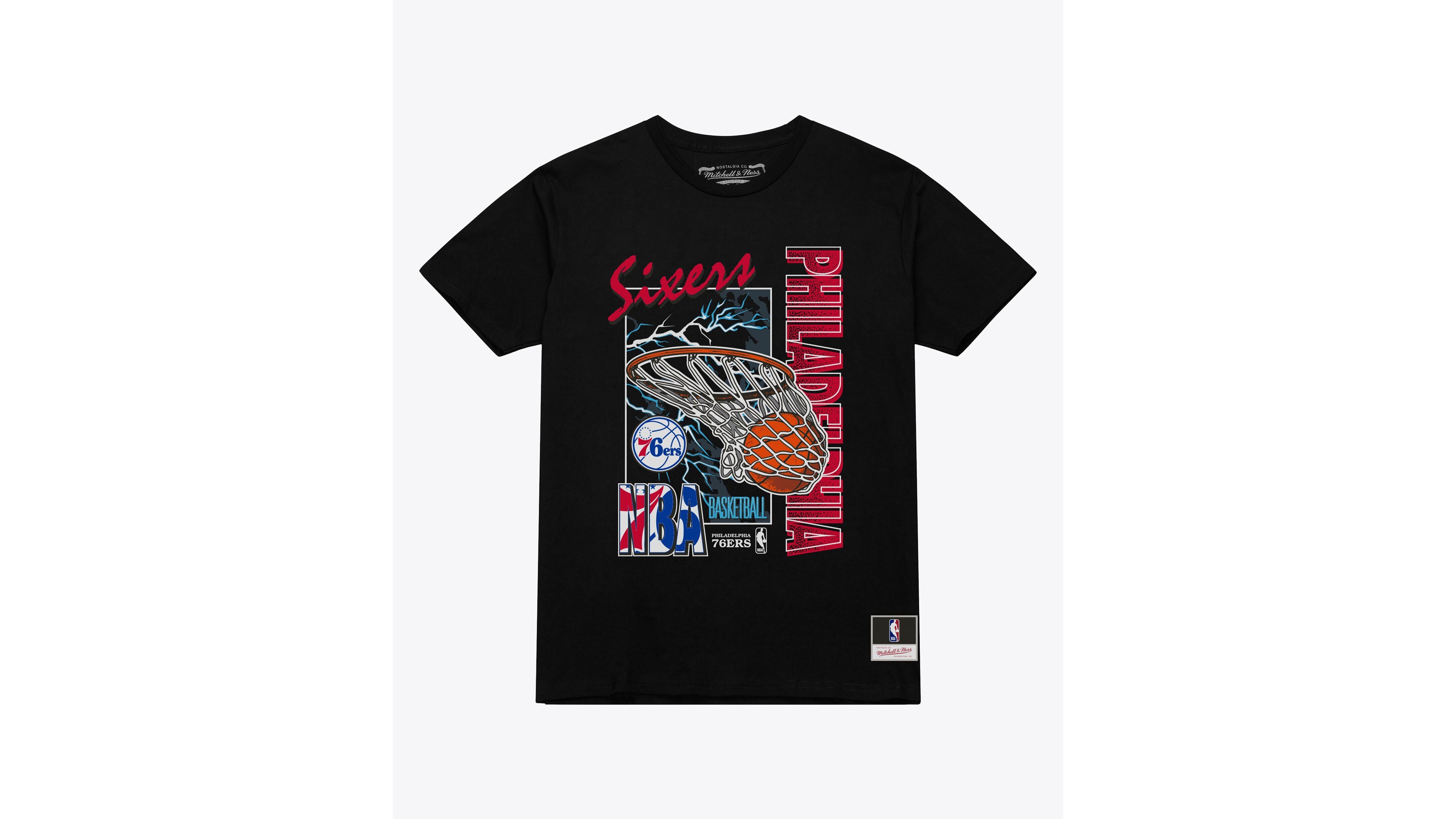 Mitchell & Ness Men's Black Philadelphia 76ers Lightning Swish T-Shirt
