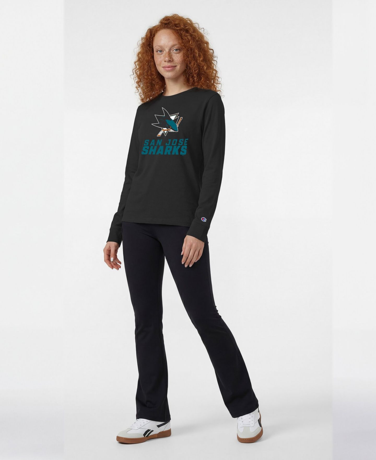 Женская футболка Champion San Jose Sharks Wordmark Lockup Long-Sleeve — фото 2