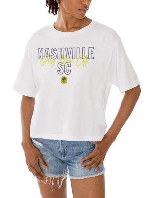 Women's White Nashville SC Keep Playing Cropped T-Shirt