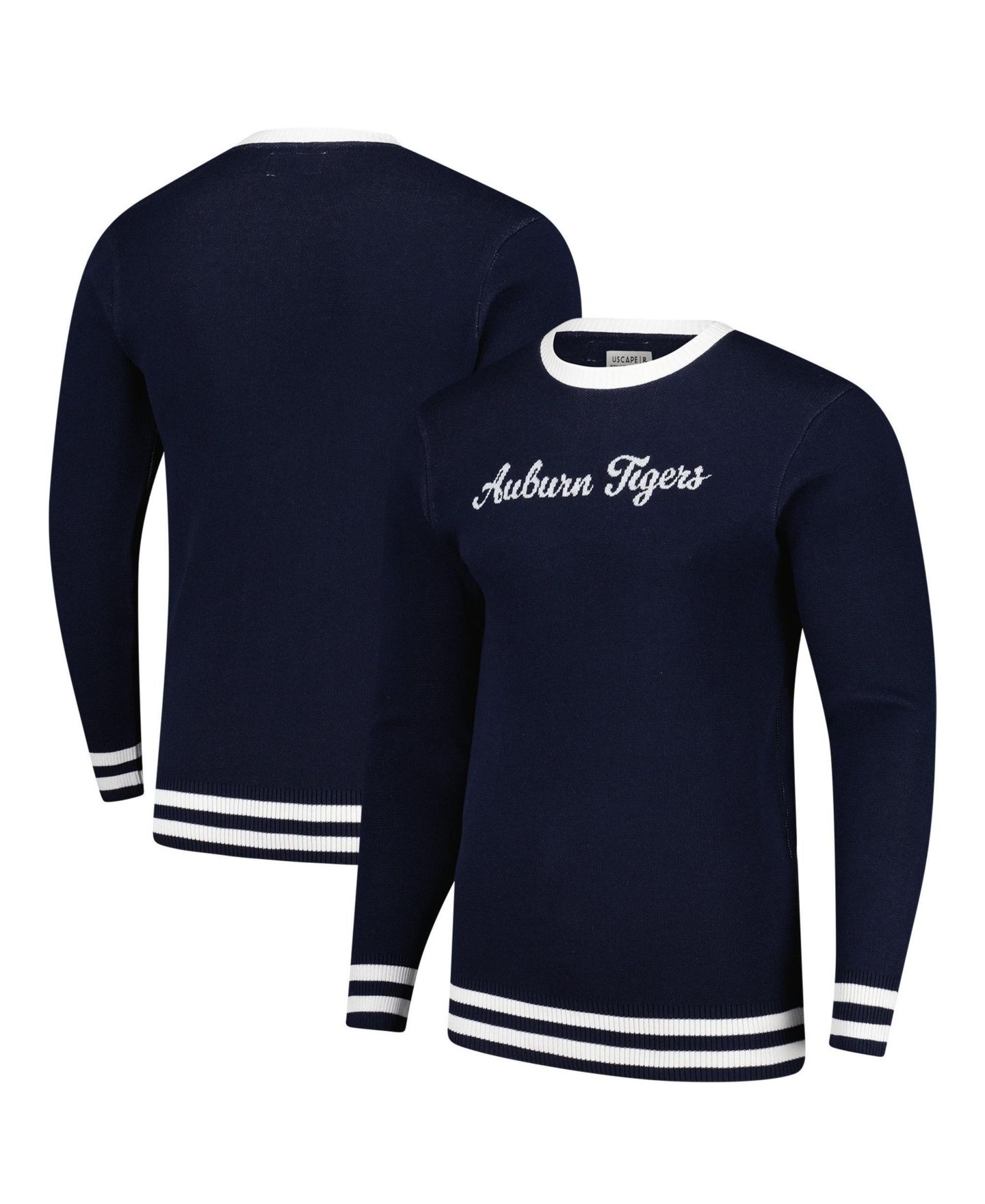 Мужской свитер Uscape Apparel and Navy Auburn Tigers Renew Knit Vintage Pullover — фото 1