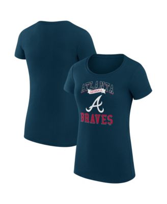 Women's Navy Atlanta Braves Super-Slim Fit Lightweight Team Logo Graphic T-Shirt
