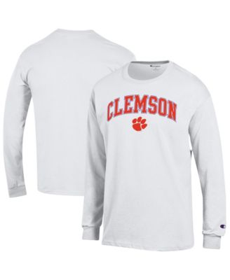 Men's&nbsp;Champion White Clemson Tigers Arch Over Logo Long Sleeve T-Shirt
