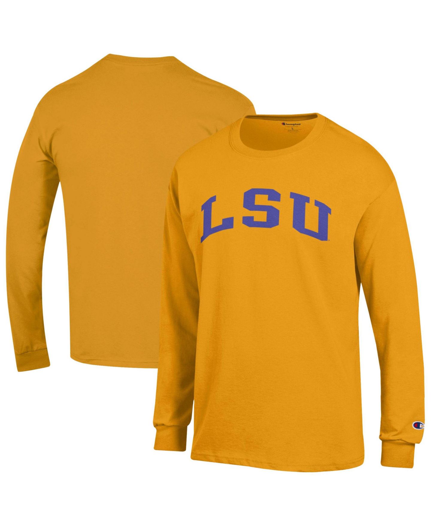 Мужская футболка Champion Gold LSU Tigers Basic Arch Long Sleeve, цвет: Золотой — фото 1