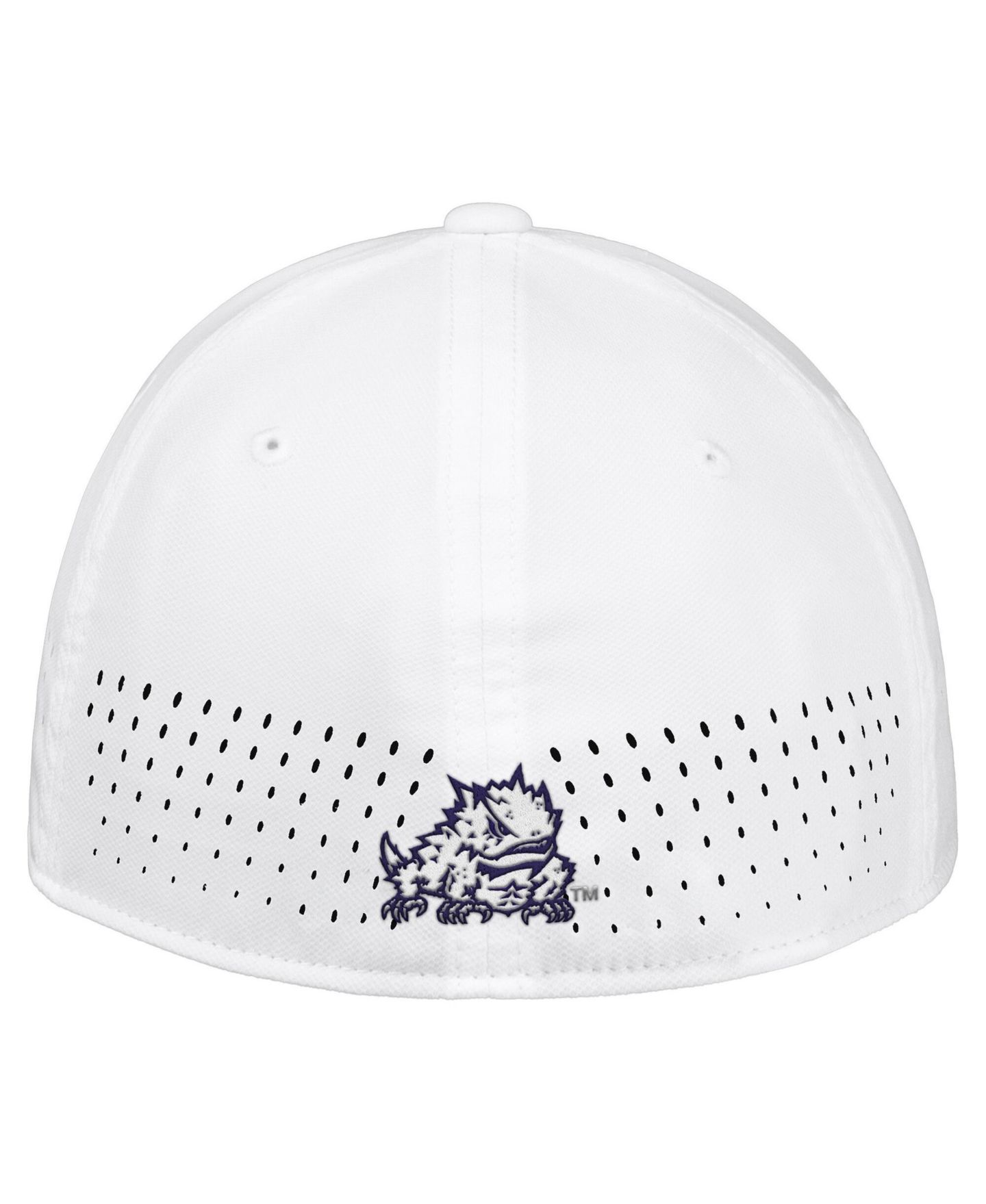 Мужской головной убор Nike White TCU Horned Frogs 2026 On-Field AeroBill SwooshFlex Dri-FIT Hat — фото 2
