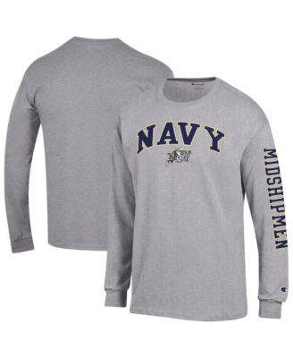 Men's Navy Midshipmen Arch Over Logo 2-Hit Long Sleeve T-Shirt