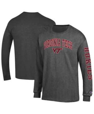 Men's Charcoal Virginia Tech Hokies Arch Over Logo 2-Hit Long Sleeve T-Shirt