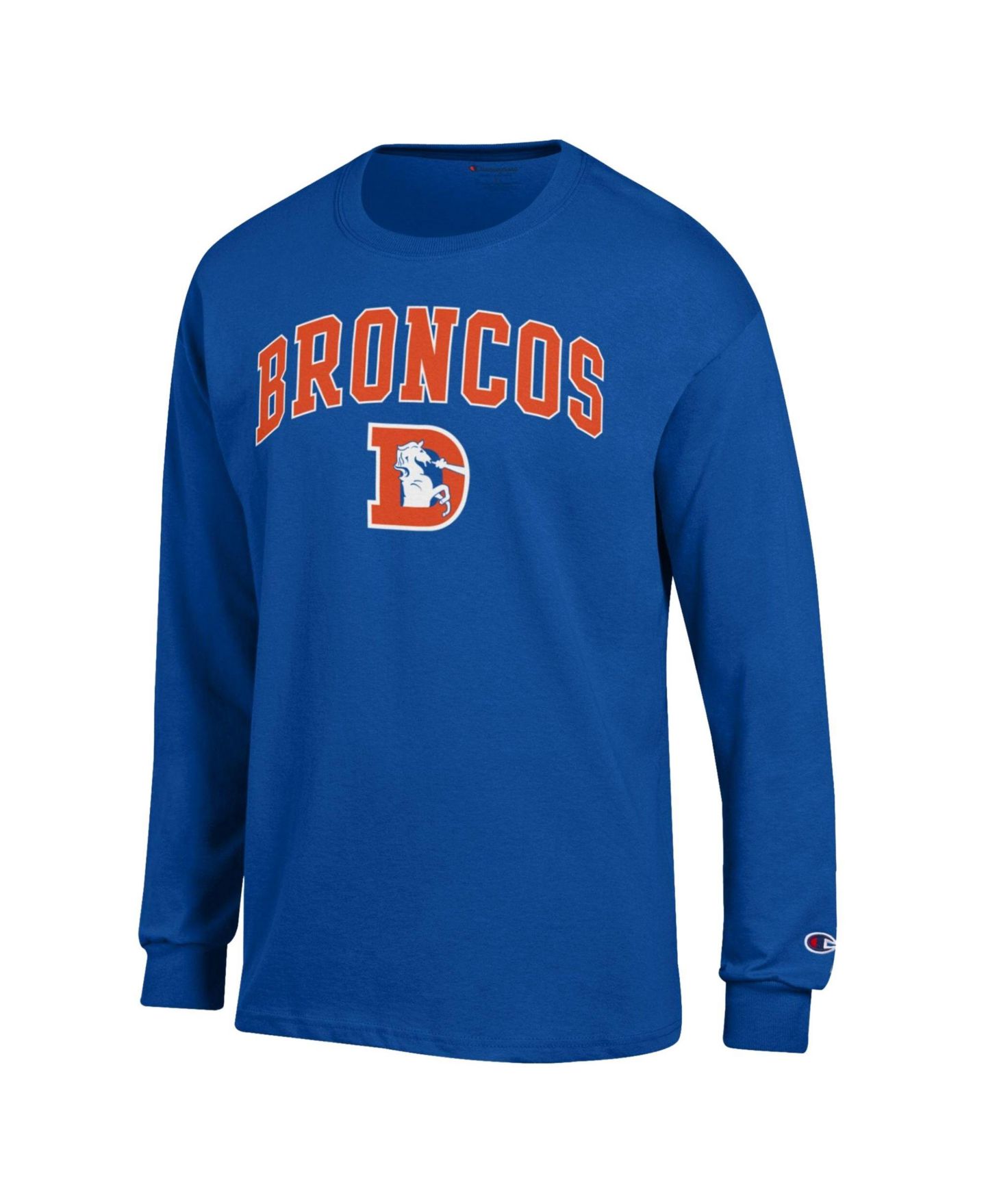 Мужская футболка Champion Royal Denver Broncos Arch Over Logo Long Sleeve — фото 2