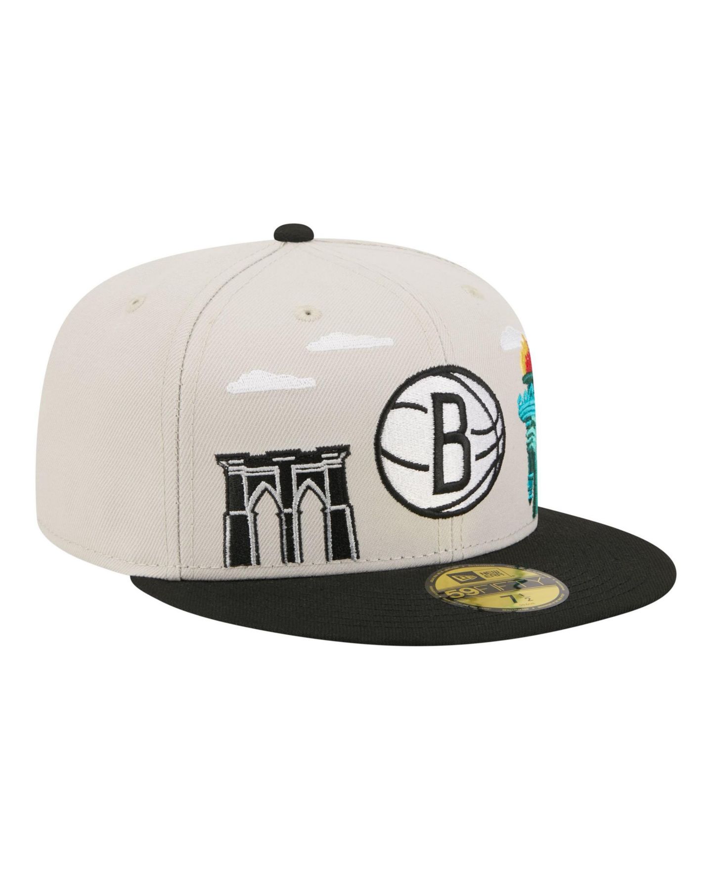 Мужская кепка New Era Tan/Black Brooklyn Nets Localized City Icon 59FIFTY Fitted Hat — фото 3