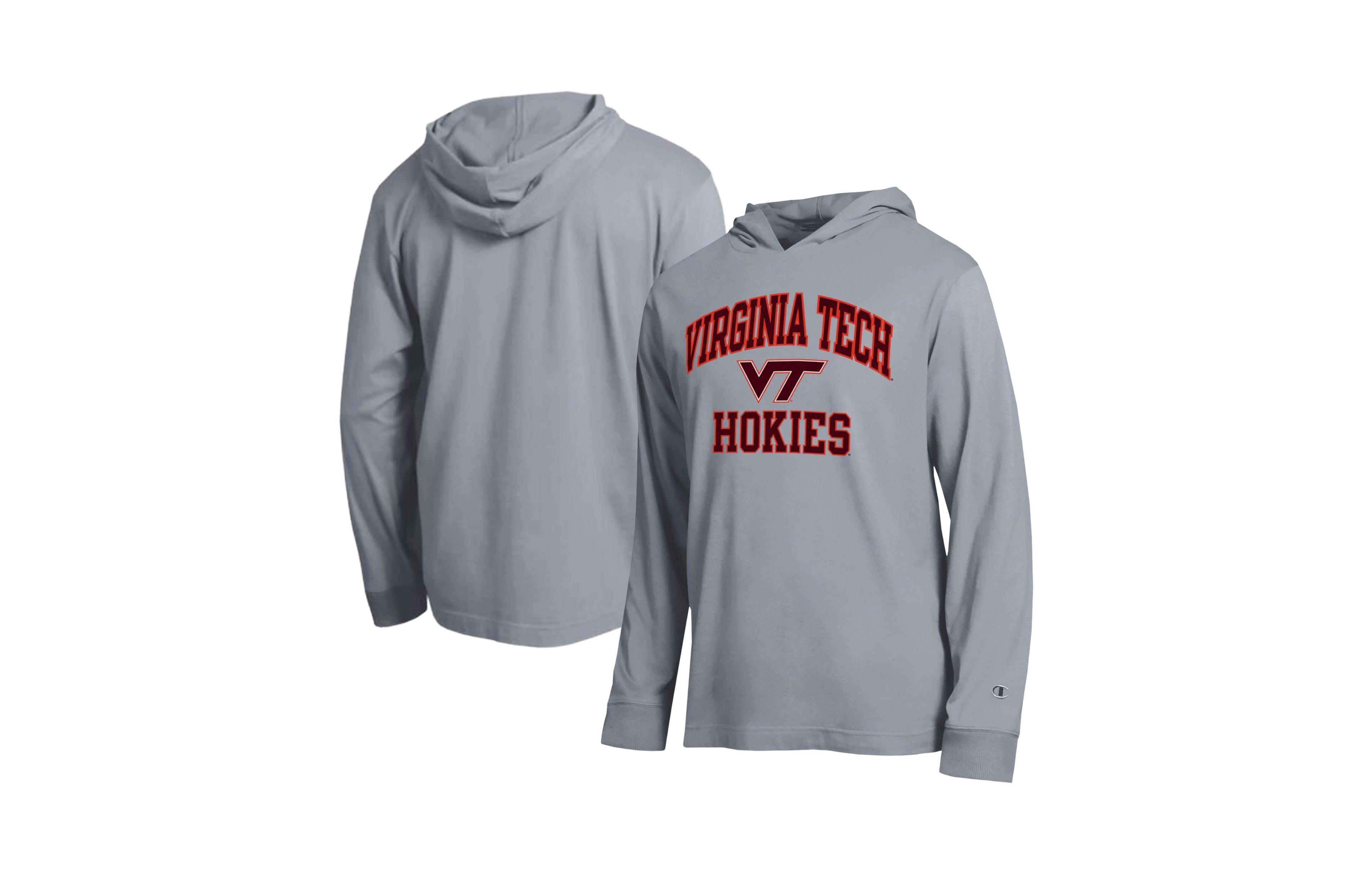 Champion Men's Heather Gray Virginia Tech Hokies High Motor All-Star Long sleeves Hooded T-Shirt