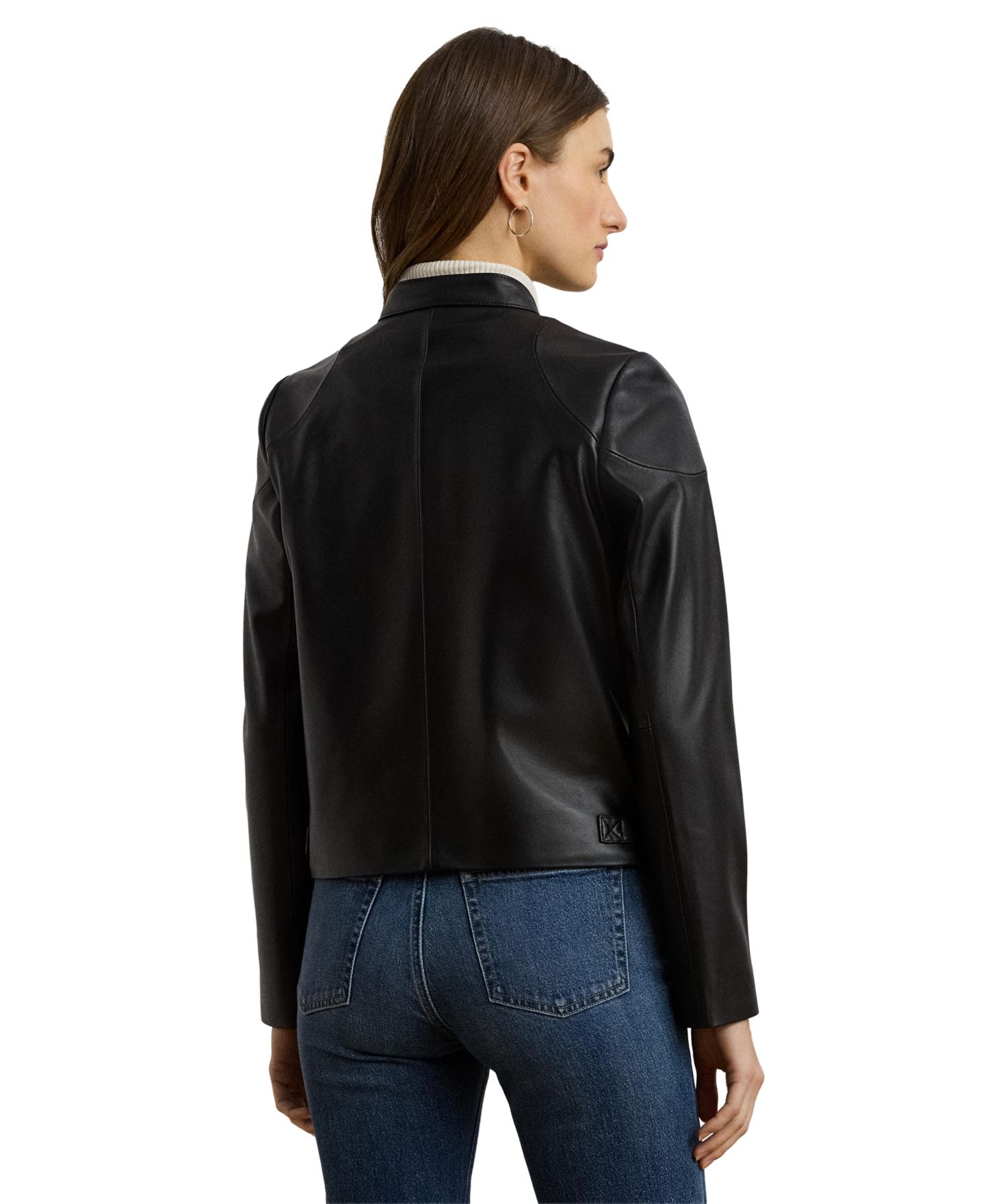 Женская куртка Lauren Ralph Lauren Lambskin Moto, цвет: Чёрный — фото 5