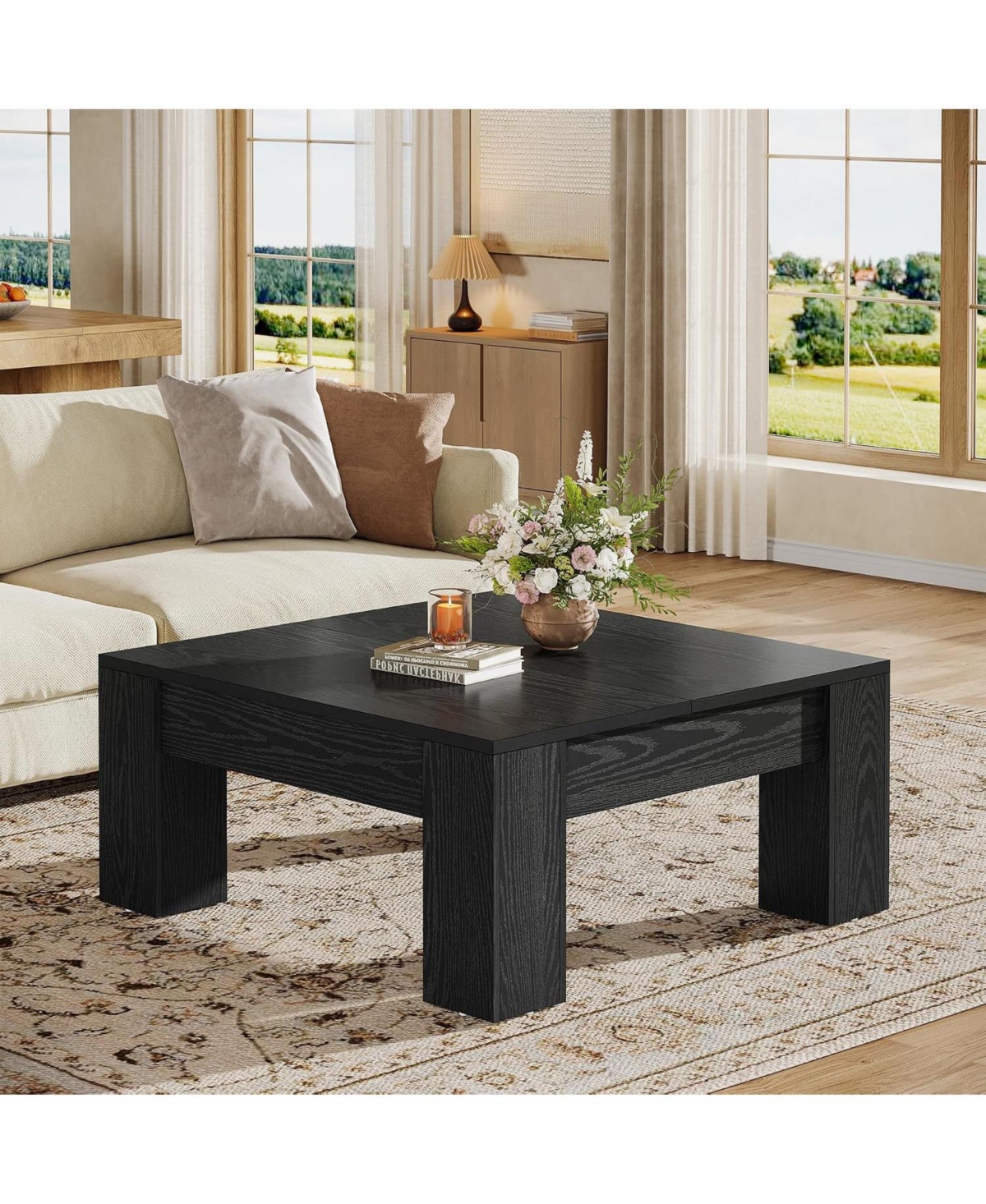 Tribesigns Square Coffee Table, 39-Inch Wooden Table with Sturdy Legs, Easy Assembly