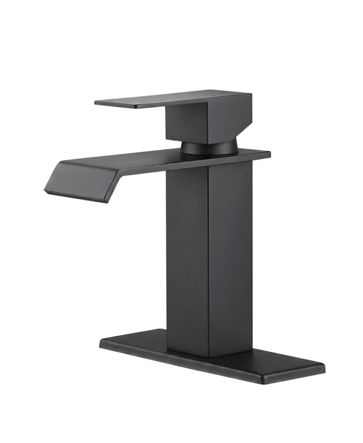 Thirtypeachy Single Handle Waterfall Bathroom Sink Faucet, Stainless Steel Single Hole Vanity Faucet with Pop-Up Drain - Black