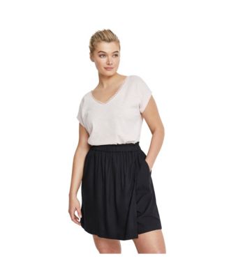 Women's Plus Size Crochet-Trim V-Neck Dolman Cap Sleeves Tee