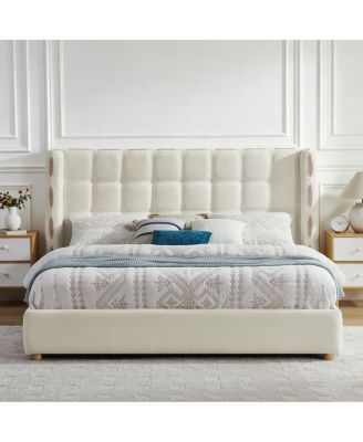  King Size Waffle Wingback Gas Lift Storage Bed