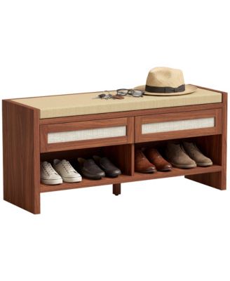 Shoe Bench with Cushioned Seat 108 cm