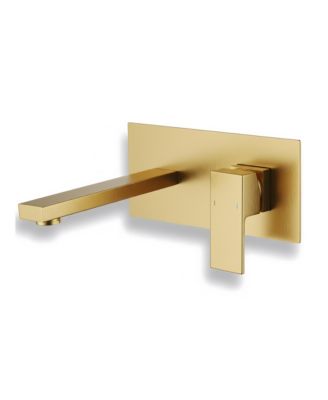 Wall Mount Bathroom Sink Faucet, Single Handle Brass Faucet with Aerated Spout and Rough-In Valve