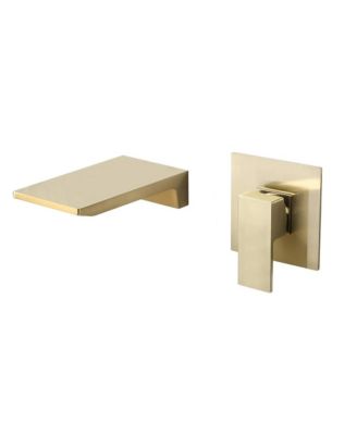 Single Handle Wall Mount Waterfall Bathroom Sink Faucet, Brass, Space-Saving Modern Design