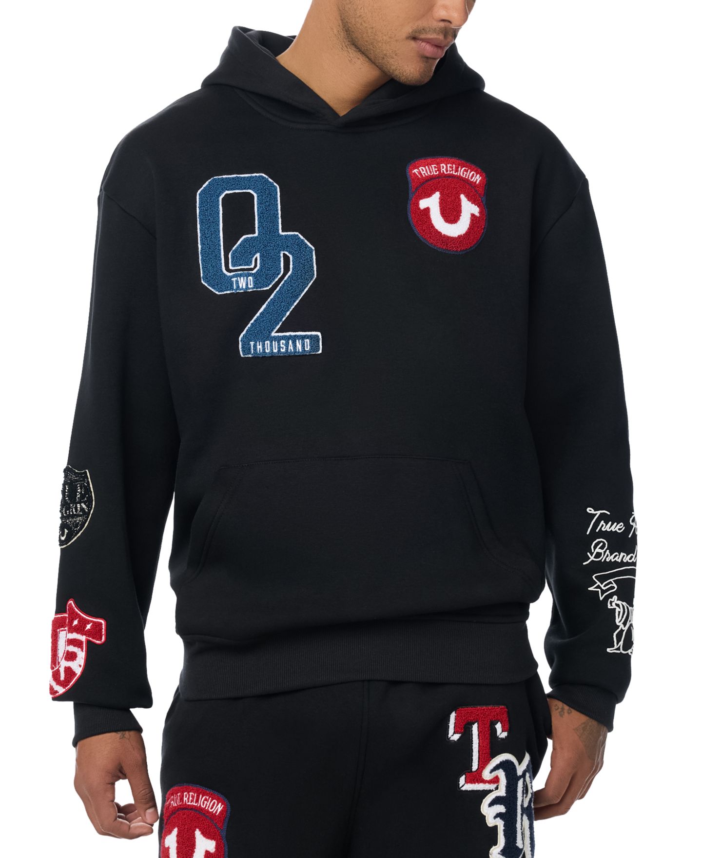 Мужское худи True Religion Logo Patch, цвет: Угольно-чёрный — фото 2