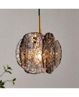 1-Light Smoky Glass Pendant Light with Adjustable Height